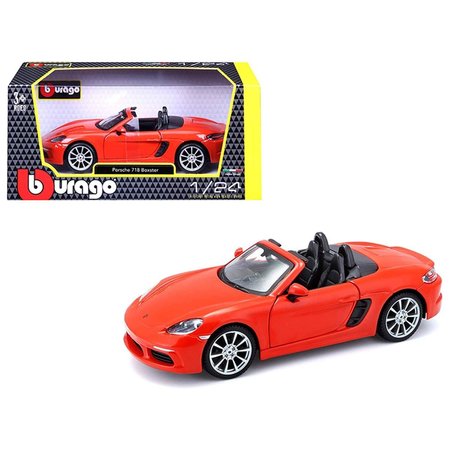 BBURAGO B  Porsche 718 Boxster 1-24 Diecast Model Car; Orange 21087or